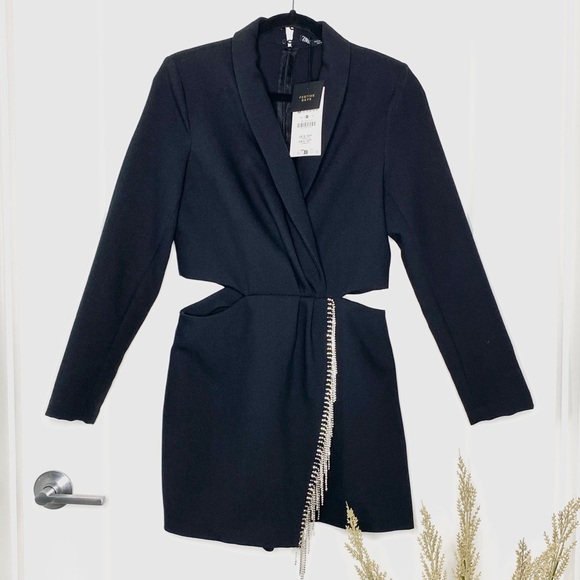 ZARA Cut Out Beaded Jumpsuit in Black Size Medium New With Tags | 0023/536/800 - Picture 8 of 12